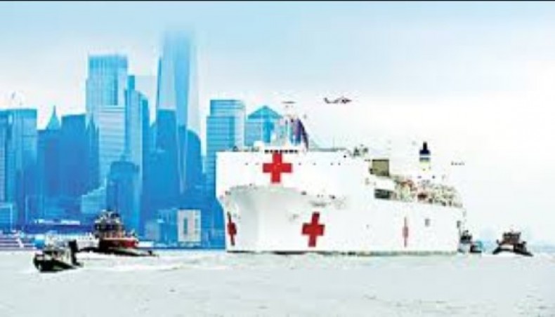 USNS Comfort arrives in New York on March 30 to assist the city’s COVID-19 response. — US Coast Guard/John Q Hightower