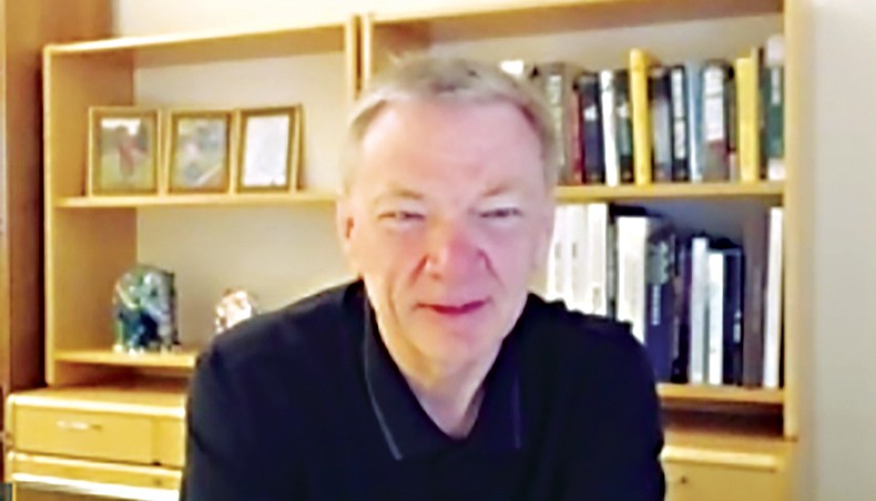 Banglalink chief executive officer Erik Aas speaks at a virtual briefing on Monday. — New Age photo