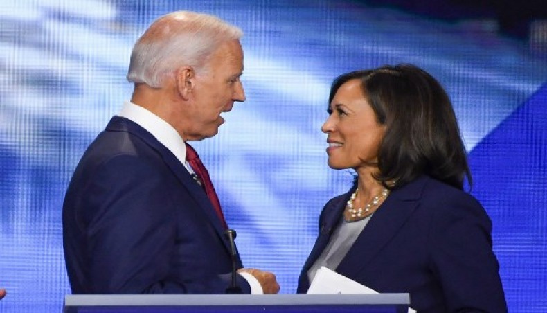 Former vice-president Joe Biden and Senator Kamala Harris speak on September 12, 2020, in Houston, Texas,- AFP photo