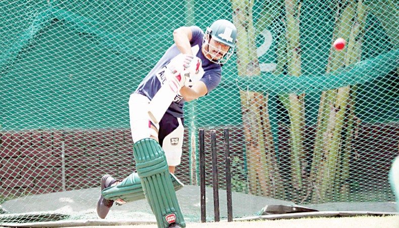 Bangladesh batsman Soumya Sarkar plays a shot during a training session at the Sher-e-Bangla National Stadium on Thursday. — BCB photo
