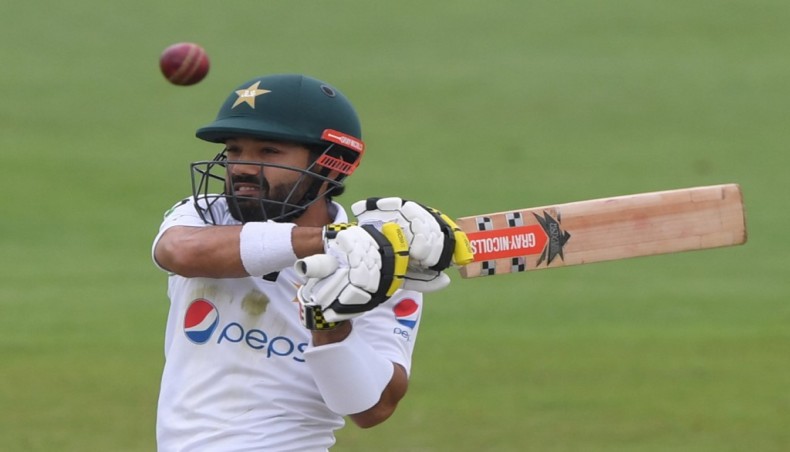 Pakistan's Mohammad Rizwan plays a shot on the second day of their second Test cagainst England at the Ageas Bowl in Southampton on Friday. — AFP photo