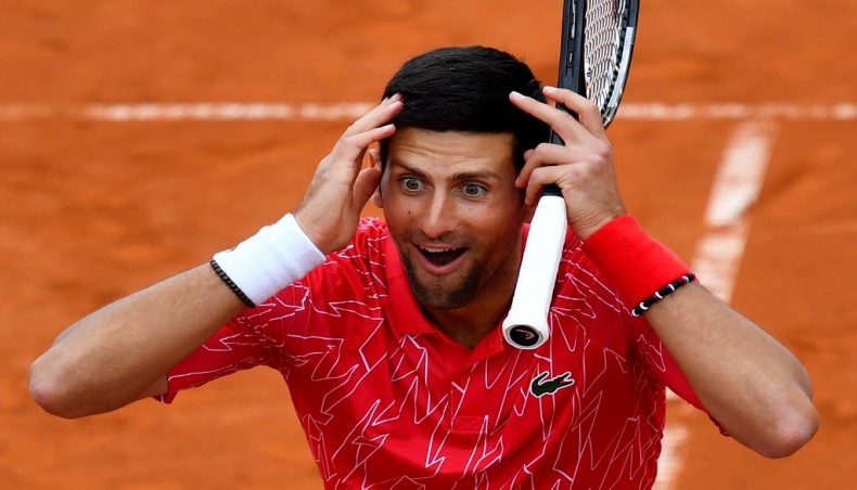 This file photo from June 12, 2020 shows Serbia's Novak Djokovic reacting during a charity exhibition match hosted by him in Belgrade. — AFP photo