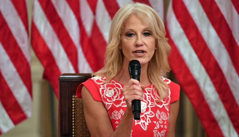 In this file photo taken on August 12, 2020, counsellor to the president Kellyanne Conway speaks during the ‘Getting America’s Children Safely Back to School’ event in the State Room of the White House in Washington, DC. — AFP photo