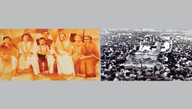 Two works from ‘Muktir Mahanayak’ exhibition.