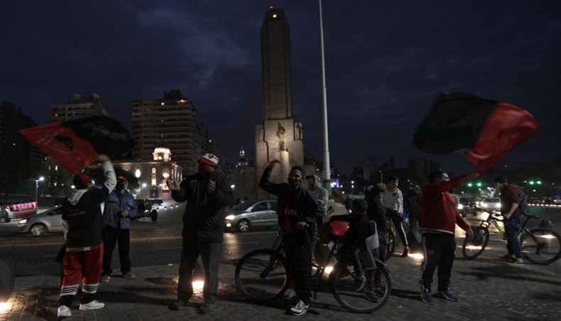 Argentina's Newells Old Boys supporters gather at the Monumento de la Bandera during a convoy requesting Argentine footballer Lionel Messi to come play in the team where he started, in Rosario, some 350 km north of Buenos Aires on Thursday. — AFP photo