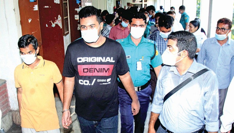 Police take the accused in the murder case of Bangladesh University of Engineering and Technology student Abrar Fahad to Speedy Trial Tribunal-1 of Dhaka which on Tuesday set September 9 to continue rest of the hearing for framing charges. — New Age photo