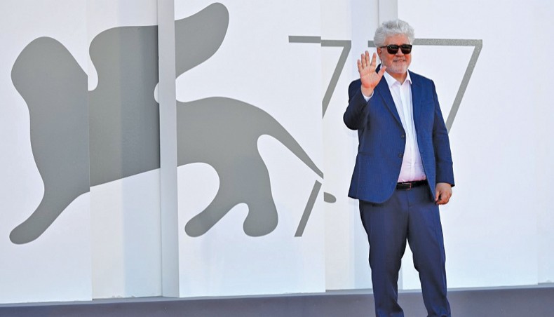 Spanish director Pedro Almodovar arrives for the screening of the film ‘The Human Voice’ at 77th Venice Film Festival, on September 3, 2020. — AFP photo