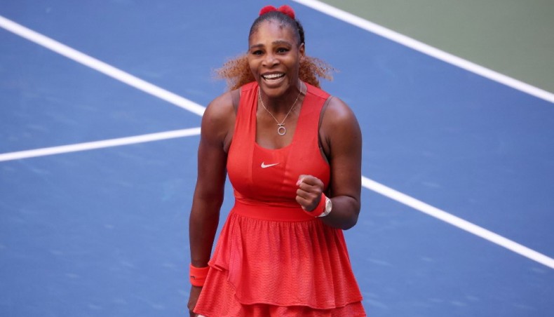 Serena Williams of the United States celebrates after winning her US Open women’s singles third round match against compatriot Sloane Stephens at the USTA Billie Jean King National Tennis Centre on Saturday. — AFP photo