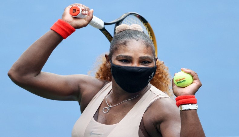 Serena Williams of the United States is seen after defeating Maria Sakkari of Greece during their US Open women's singles fourth round match at the USTA Billie Jean King National Tennis Centre on Monday. — AFP photo
