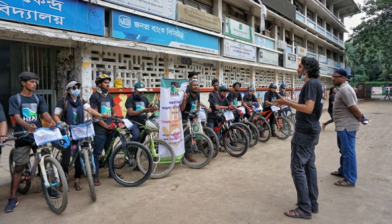 Cycle rally organised at the University of Dhaka to mark World Suicide Prevention Day 2020.