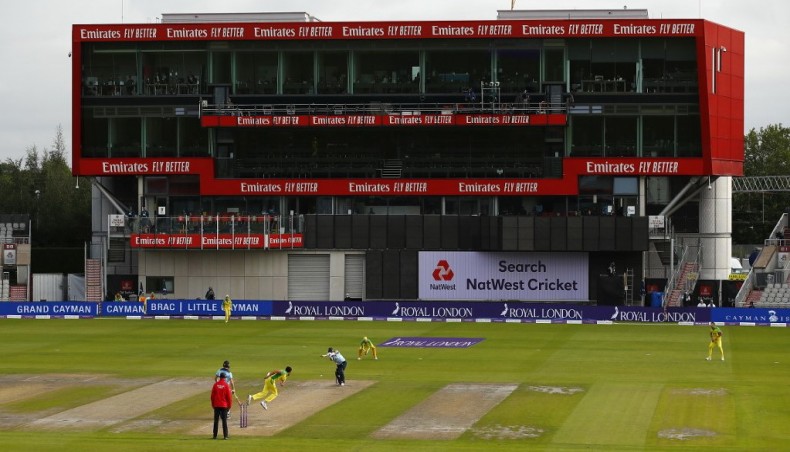 Australian pacer Mitchell Starc bowls to England batsman Tom Curran during their third and final one-day international match at Old Trafford in Manchester on Wednesday. — AFP photo