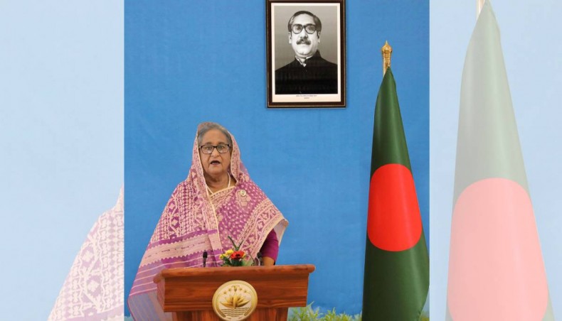 Prime minister Sheikh Hasina virtually addressess the 75th United Nations General Assembly- PID photo