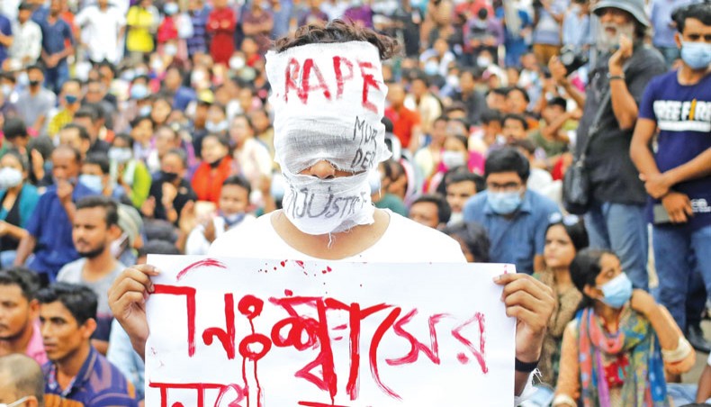 People from different walks of life take part in an anti-rape demonstration at Shahbagh in Dhaka on Friday. — Sourav Lasker
