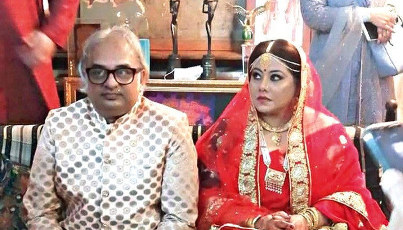 Businessman Reza Ameen and popular actress Shomi Kaiser after their marriage ceremony. — Collected photo