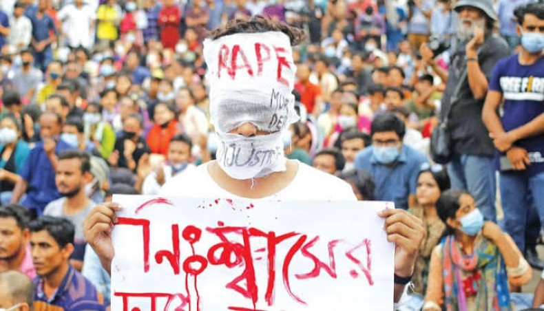A platform called Bangladesh Against Rape and Impunity holds a protest against rape recently at Shahbagh in Dhaka. New Age photo