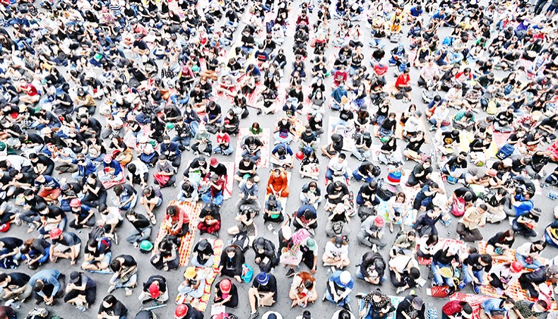 Pro-democracy protesters take part in an anti-government rally in Bangkok on Sunday. — AFP photo