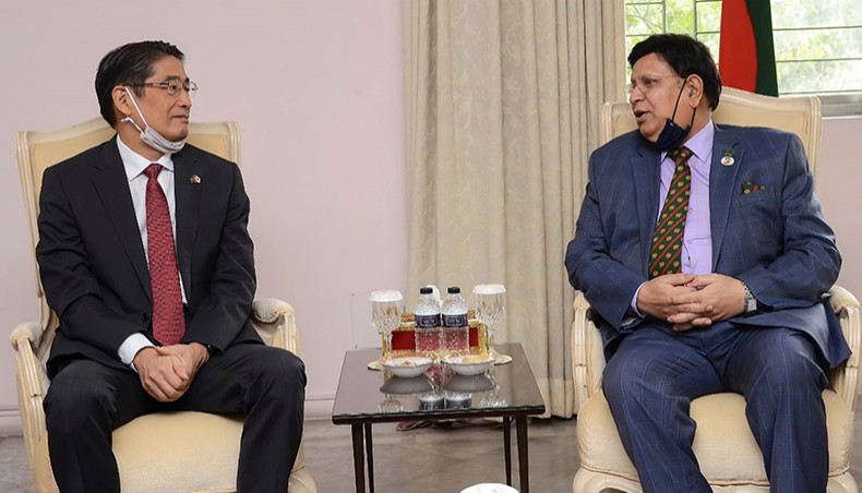 Japanese ambassador Naoki Ito calls on foreign minister AK Abdul Momen at the ministry in Dhaka on Sunday. — Focus Bangla photo