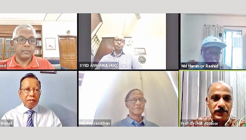 Guests attend a webinar on ‘Career progress in the digital and post-COVID era’ jointly hosted by Bangladesh University of Business and Technology and Robi Axiata Limited on Saturday. — Press release