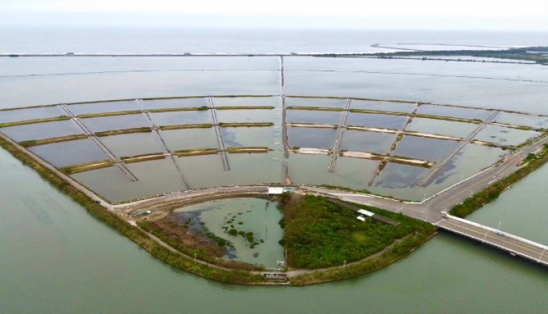 An aerial view shows a salt field in Chiayi county, southern Taiwan on October 23, 2020.- AFP photo
