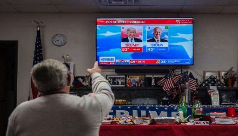 A man gestures as he watches the numbers coming in from Virginia in favor of President Trump at the Cochise County Republican Headquarters in Sierra Vista, Arizona on November 3, 2020.- AFP photo