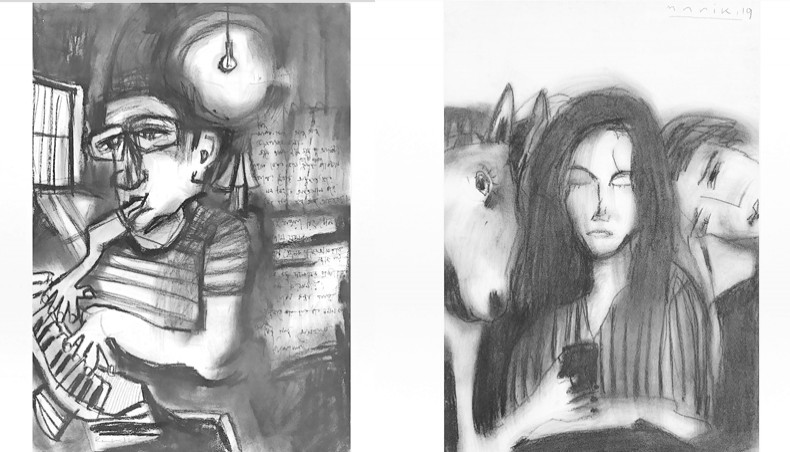 Two artworks by Rashid Khan. — Press release
