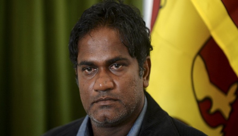 Former Sri Lankan fast bowler Nuwan Zoysa attends a press conference in Colombo on Friday. — AFP photo