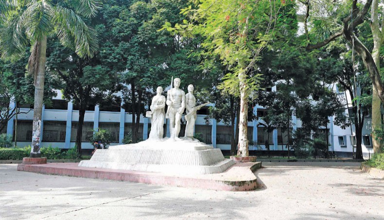 A file photo shows the front view of Dhaka University’s arts faculty building. — New Age photo