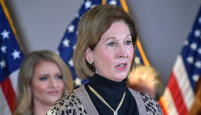 A November 19, 2020 photo shows Sidney Powell speaking during a press conference at the Republican National Committee headquarters in Washington, DC. — AFP photo