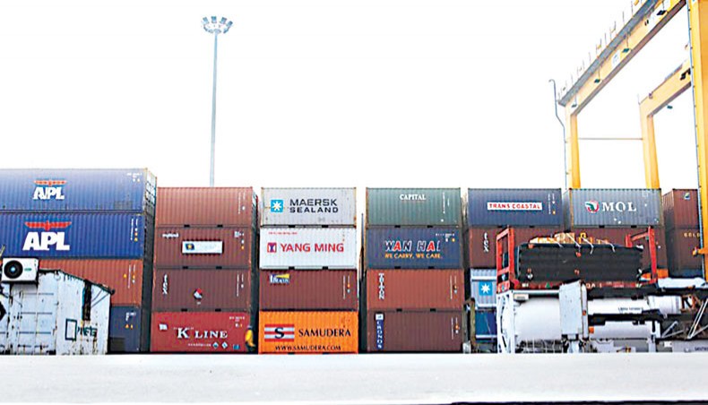 A file photo shows containers in the Chattogram port. The Metropolitan Chamber of Commerce and Industry has demanded that tax at source or TDS on export should be reduced to 0.25 per cent for all sectors keeping it unchanged for at least three years.— New Age photo