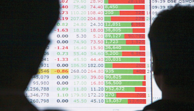A file photo shows a computer screen displaying share prices at a brokerage house in Dhaka. The Dhaka Stock Exchange has sought more power to check market manipulation amid criticisms that the bourse has failed to prevent unscrupulous activities on the market.— New Age photo