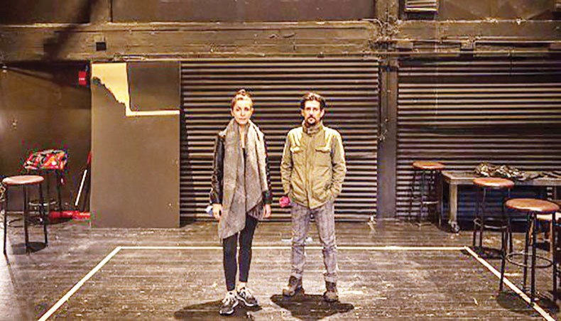 Administrators of Rabbithole theatre Yorgos Simonas (R) and Tonia Ralli (L) pose for a photograph inside the closed theatre in Athens on November 18, 2020. — AFP photo