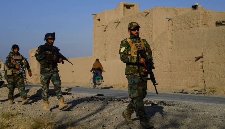 Afghan National Army and Afghan Local Police forces patrol during a cleaning operation in Pashtun Zarghun district of Herat province on November 28, 2020. — AFP photo