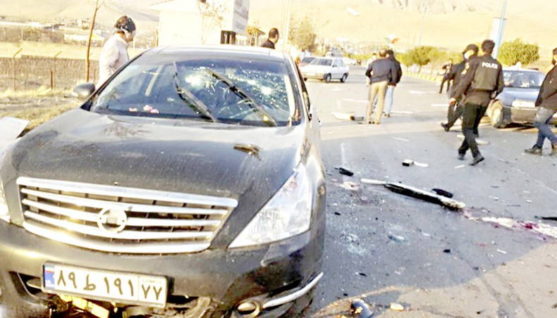 Aftermath of the assassination of Mohsen Fakhrizadeh in Absard, a city near Tehran, on November 27. — Fars News Agency