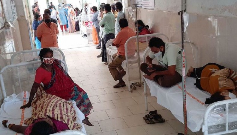 Patients and their bystanders are seen at the district government hospital in Eluru, Andhra Pradesh state, India, on Sunday, December 6, 2020. Over 200 people have been hospitalised due to an unidentified illness in this ancient city. — AFP photo