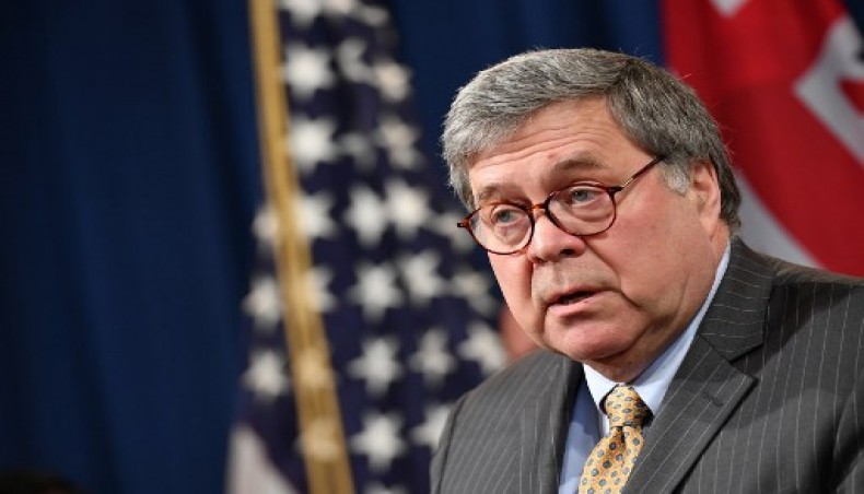 In this file photo taken on March 5, 2020 US attorney general Bill Barr announces measures against online sexual exploitation during a press conference at the department of justice in Washington,DC. -- AFP photo