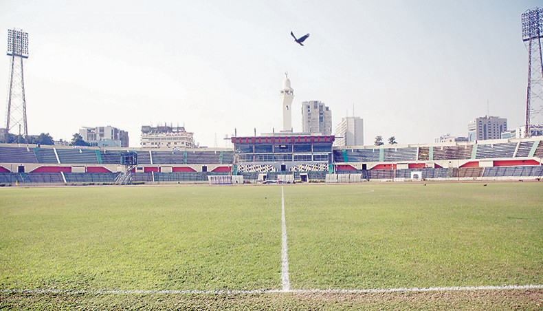 A photo captured on Friday shows the empty stands of the Bangabandhu National Stadium. — Sony Ramany
