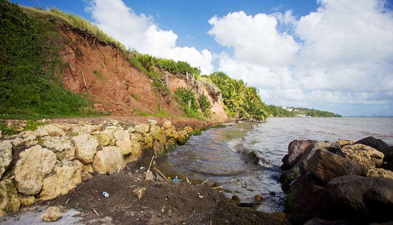 This photo taken on December 23, 2020, shows rockslides on the coast in Petit-Bourg, in the French Caribbean archipelago of Guadeloupe. — AFP photo
