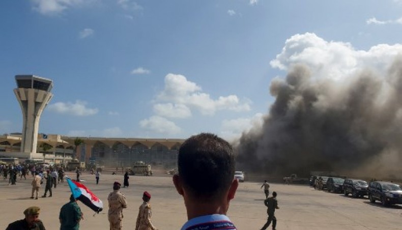 Smoke billows at the Aden Airport on December 30, 2020, after explosions rocked the Yemeni airport shortly after the arrival of a plane carrying members of a new unity government.- AFP photo