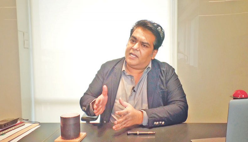 Nagad managing director Tanvir A Mishuk speaks in an interview with New Age, held at the mobile financial service operator’s headquarters at Banani in Dhaka recently. — New Age photo