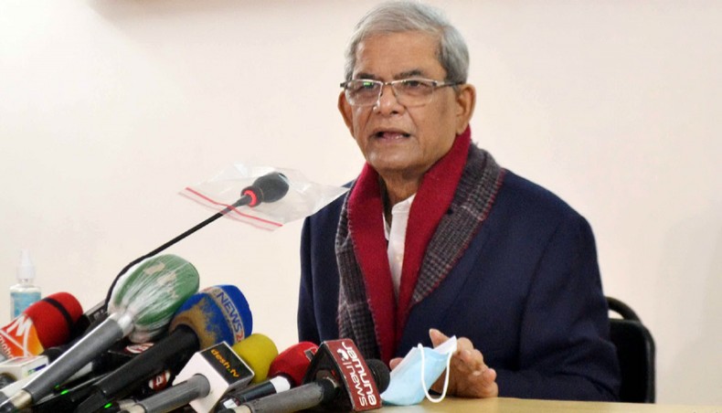 Bangladesh Nationalist Party secretary general Mirza Fakhrul Islam Alamgir addresses a press conference at the party chairperson's Gulshan office in Dhaka on Sunday. -- Focus Bangla