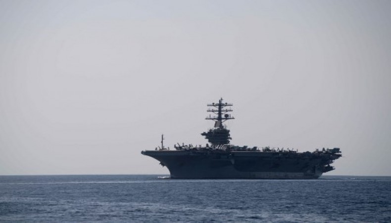 In this file handout photo taken on September 18, 2020 and released by the US Navy, the aircraft carrier USS Nimitz transits the Strait of Hormuz- AFP photo