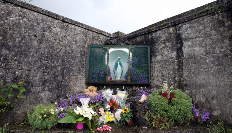 In this file photo taken on June 09, 2014 shows a shrine in Tuam, County Galway, erected in memory of up to 800 children who were allegedly buried at the site of the former home for unmarried mothers run by nuns. -- AFP photo