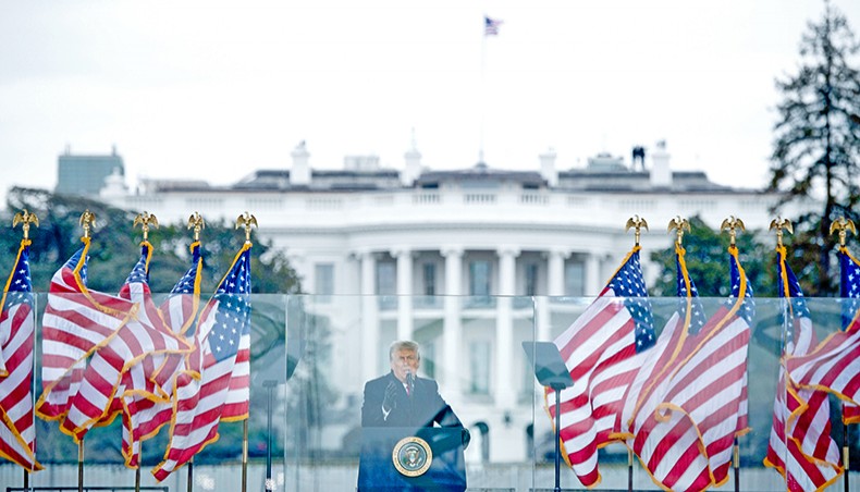 In this file photo, US president Donald Trump speaks to supporters from The Ellipse near the White House on January 6 in Washington, DC. — Agence France-Presse/Brendan Smialowski