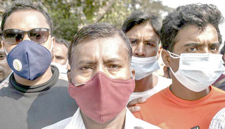 Bangladeshi migrant workers demonstrate in Dhaka for the return to their work destinations in the Middle East on January 5, 2021. — PA Images/SIPA USA/SOPA Images/Sazzad Hossain