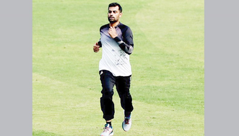 Bangladesh ODI captain Tamim Iqbal jogs during a training session at Mirpur on Wednesday. — BCB photo