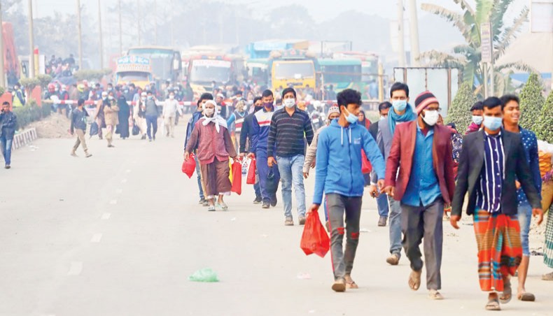 People cross on foot Salehpur Bridge on Dhaka–Aricha Highway at Amin Bazar in Dhaka on Thursday morning after the bridge was made off-limits to the traffic as cracks developed in the bridge. — Sourav Lasker
