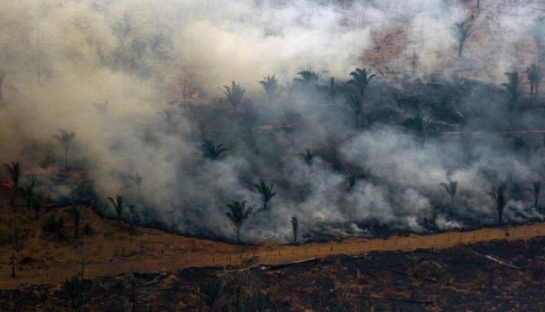 This file photo taken on August 24, 2019 shows an aerial view showing smoke billowing from a patch of forest being cleared with fire in the surroundings of Boca do Acre, a city in Amazonas State, in the Amazon basin in northwestern Brazil. -AFP photo