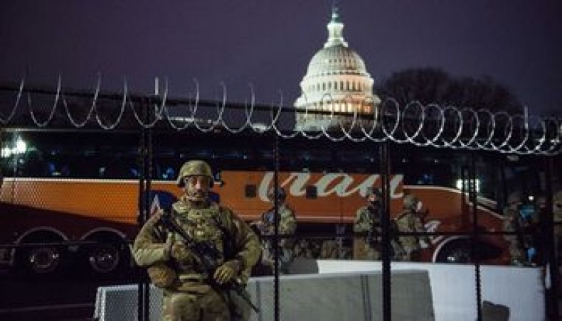 A National Guard soldier stands outside the razor wire fencing that surrounds the US Capitol on January 15, 2021 in Washington, DC. -- AFP photo