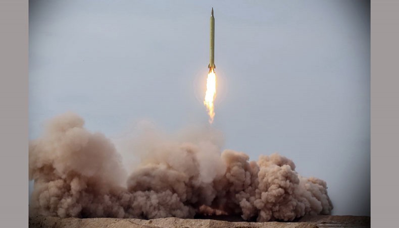 This handout photo provided by Iran's Revolutionary Guard Corps official website via SEPAH News on January 16, 2021, shows the launch of a missile during a military drill in an unknown location in central Iran. — AFP Photo