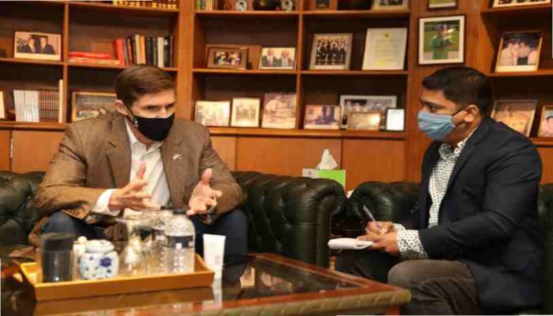 United States ambassador to Bangladesh Earl Robert Miller talks to United News of Bangladesh about US-Bangladesh relationship and other issues. -- UNB photo